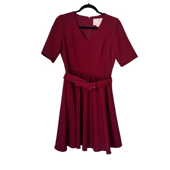 Women’s Gal Meets Glam Fit and Flare Size 4 Burgundy Dress Belted - Picture 5 of 13